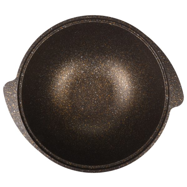 Казан литой 4,5л для плова стеклянная крышка Granit ultra black-gold KUKMARA — изображение 2