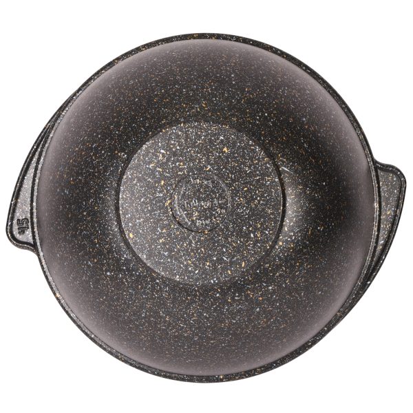 Казан литой 4,5л для плова стеклянная крышка Granit ultra black-gold KUKMARA — изображение 3