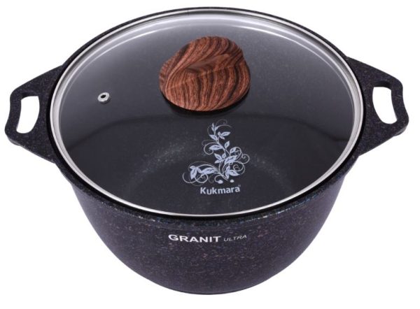 Кастрюля 4л со стекл. крышкой, линия "Granit ultra" (Blue) KUKMARA — изображение 4