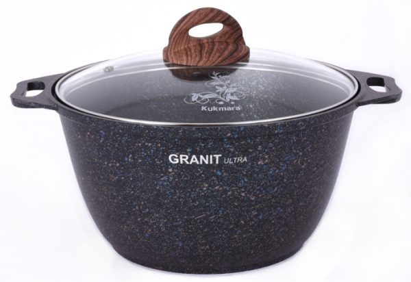 Кастрюля 4л со стекл. крышкой, линия "Granit ultra" (Blue) KUKMARA