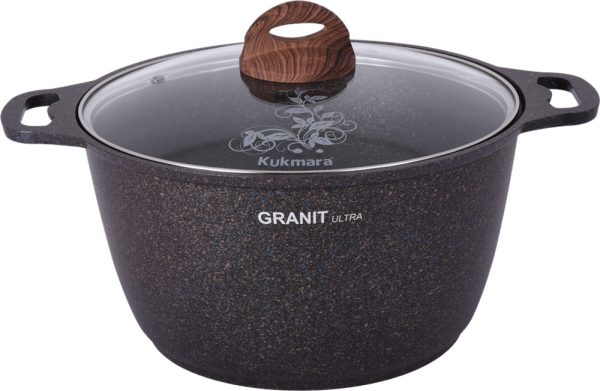 Кастрюля 6л со стекл. крышкой, АП линия "Granit ultra" (Blue). KUKMARA — изображение 2