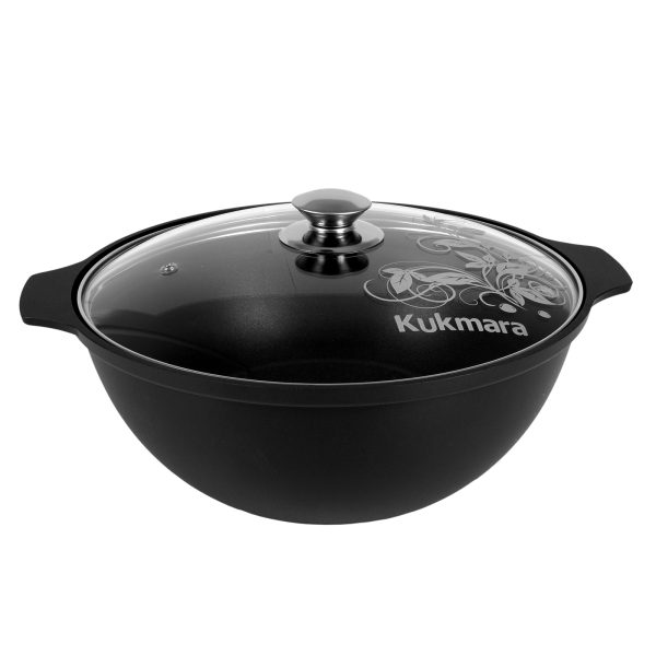 Казан литой 4,5л для плова стеклянная крышка ТМ KUKMARA